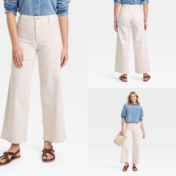 Universal Thread Denim - Size 2 - Womens High-Rise Sailor Wide Leg Ankle Jeans - Universal Thread - Beige